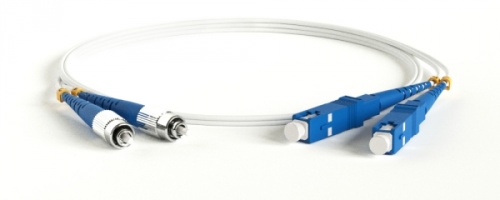 Патч-корд волоконно-оптический (шнур) SM 9/125 (G657) FC/UPC-SC/UPC 2 мм duplex LSZH 1м, Hyperline FC-D2-9A1-FC/UR-SC/UR-H-1M-LSZH-WH | код 238633 | Hyperline