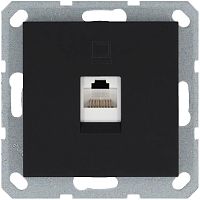 Розетка компьютерная 1-м RJ45 IP20 кат. 5E механизм черн. матов. soft touch Jasmart G6105PB