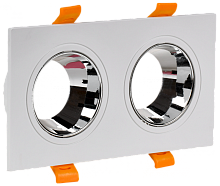 Светильник 4108 встр. поворотн. 2хGU10 белый/хром пласт. IEK | код LT-UVB0-4108-GU10-2-K23 | IEK