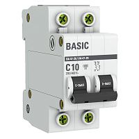 Выключатель автоматический двухполюсный ВА 47-29 10А C 4,5кА Basic | код. mcb4729-2-10C | EKF 