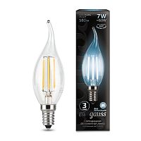 Лампа светодиодная филаментная Black Filament 7Вт свеча на ветру 4100К E14 | Код. 104801207 | Gauss