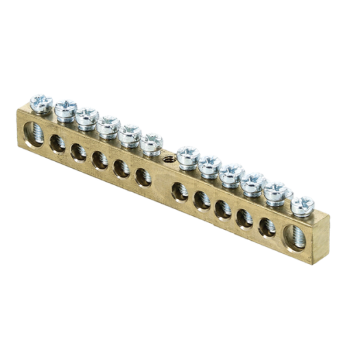 Шина PEN "ноль-земля" (8х12мм) 12 отверстий латунь крепеж по центру PROxima | код sn0-125-12-c | EKF фото 3