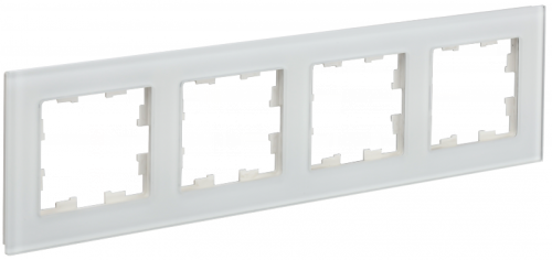 BRITE Рамка 4-мест. РУ-4-2-Бр стекло бел. матовый IEK | код BR-M42-G-31-K01 | IEK