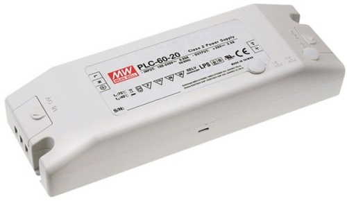 Источник питания AC-DC, 60Вт, вход 90…264В AC, 47…63Гц , 127...370В DC, ККМ, выход 36В (рег.32,5...39)/1,7А (рег. 1,275...1,751А), изоляция 3750В AC, в кожухе 181,5х62х35мм, -30…+50С | код PLC-60-36 | MeanWell