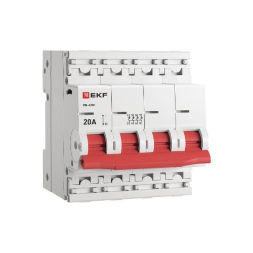 Выключатель нагрузки 4P 20А ВН-63N EKF PROxima | код S63420 | EKF фото 2