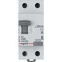 Выключатель дифференциальный (УЗО) RX3 2п 25А 30мА тип AC | код. 402024 | Legrand