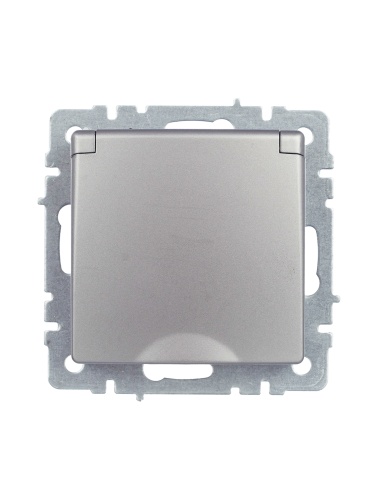 BRITE Розетка 1-местная с заземлением с защитными шторками и крышкой 16А IP44 РСбш10-3-44-БрС сталь | код BR-R16-16-44-K46 | IEK фото 3