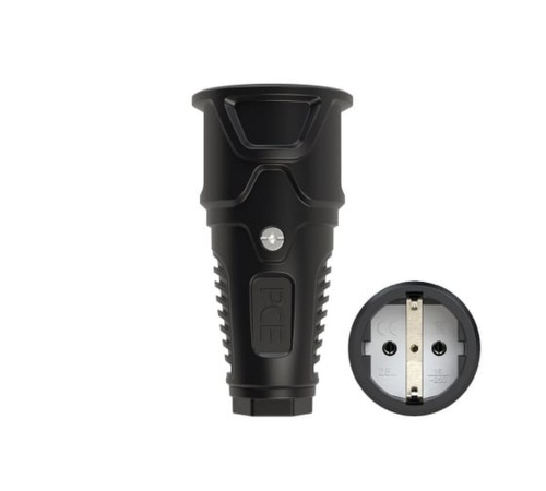 Розетка каб 16A/250V/2P+E/IP20 корпус черный (2510-ssw) | код 00-00026213 | PCE