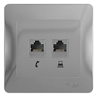 Розетка 2xRJ11+RJ45 Cat.5 GLOSSA, алюминий | код. GSL000385 | Schneider Electric