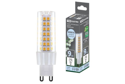 Лампа светодиодная G9-9 Вт-230 В-4000 К, SMD, 21,5x70,5 мм TDM | код SQ0340-0229 | TDM