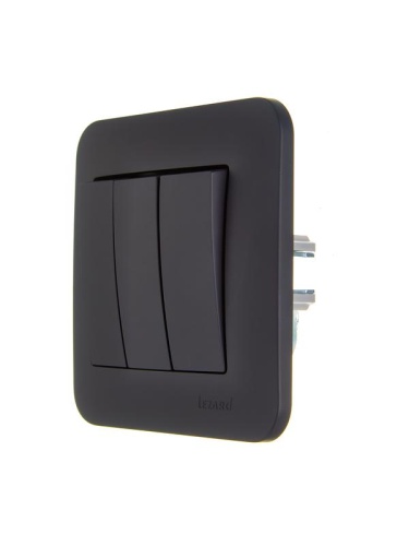 Выключатель 3-кл. 1п СП ASTI 10А IP20 в сборе черн. бархат LEZARD 7081-4242-109 фото 3