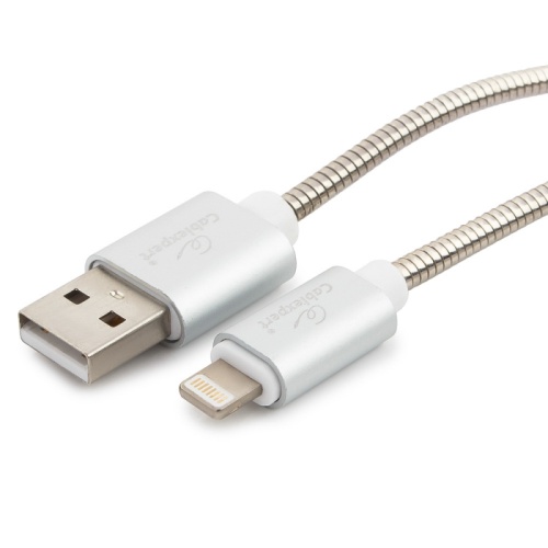 Кабель Cablexpert для Apple CC-G-APUSB02S-1.8M, AM/Lightning, серия Gold, длина 1.8м, серебро, блистер | код CC-G-APUSB02S-1.8M | Cablexpert