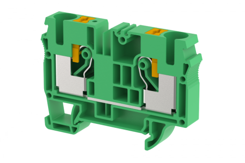 Клемма проходная PUSH-IN 10 мм2, на 2 подключения, зеленая PQ10-GREEN | код 3105010003 | Elmex