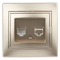 Розетка телефонная RJ11, СУ, Plano, шампань, 1-302-04 | код Б0030083 | ЭРА