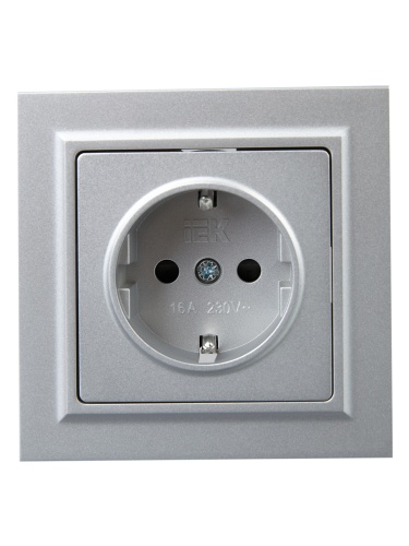 Розетка СП BRITE РСР14-1-0-БрА 16А в сборе с заземл. защ. шторки алюм. | код BR-R14-16-K47-F | IEK фото 2