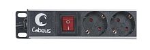 Блок евророзеток для 19' шкафов, 12 розеток, 16 A,выключатель, шнур 2м, алюминиевый корпус, немец кий стандарт | код 7295c | Cabeus