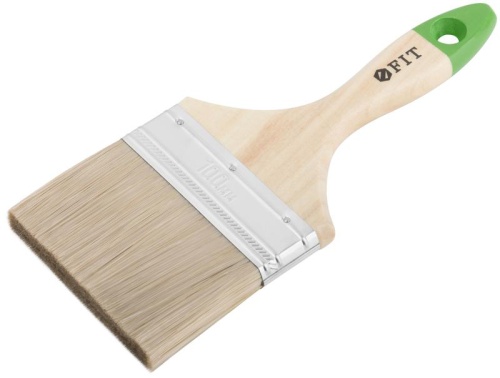 Кисть флейцевая "Микс" смешанная натуральная и искусственная щетина деревянная ручка 4дюйм (100мм) FIT 01198 фото 2
