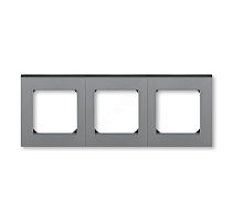 Рамка Levit 3 поста сталь / дымчатый чёрный | код 3901H-A05030 69W | ABB