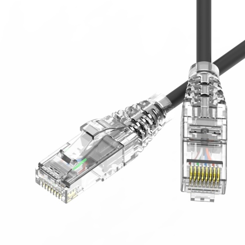 Патч-корд неэкранированный SLIM CAT6 U/UTP 4х2, 28 AWG, LSZH, чёрный, 5м | код RN6UU4550BK-28 | DKC