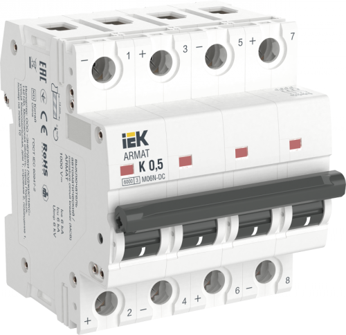 ARMAT Авт. выкл. M06N-DC 4P K 0,5А IEK | код AR-M06N-4-K0D5DC | IEK