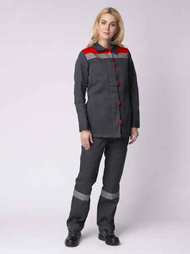 Костюм женский Весна-1 СОП NEW (ткань Смесовая,210) брюки, темно-серый красный, 52-54 158-164 | код 87471190 | Факел Костюм женский Весна-1 СОП NEW (ткань Смесовая,210) брюки, темно-серый красный, 52-54 158-164 | код 87471190 | Факел