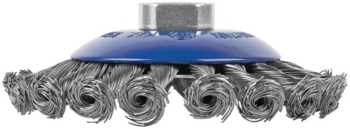 Щетка для УШМ М14 тип "Тарелка" крученая проволока 0.5мм 115мм Profi Cutop 82-529 фото 2