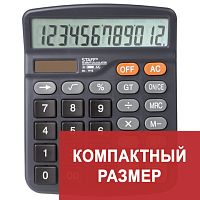 Калькулятор настольный STAFF PLUS DC-111S, КОМПАКТНЫЙ (150x120 мм), 12 разрядов, двойное питание, + БАТАРЕЙКА АА, 250428 | код 250428 | STAFF