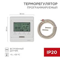 Термостат программируемый R51XT (HW-500; RTC 51.716; ST-16; ETT-1) 3.6кВт 16А для теплых полов датчик пола; датчик воздуха бел. | Код. 51-0532 | Rexant