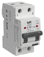 ARMAT АВДТ B10N 2P C32 100мА тип AC IEK | код AR-B10N-2-C032C100 | IEK