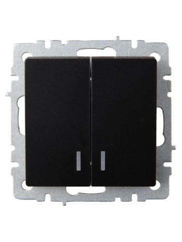 BRITE Выключатель 2-клавишный с индикацией 10А ВС10-2-1-БрЧ черный | код BR-V20-1-10-K02 | IEK фото 2