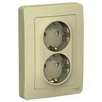 Розетка 2-м СП Blanca 16А IP20 250В с заземл. защ. шторки беж. | код. BLNRS001127 | Schneider Electric