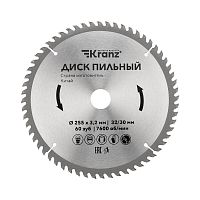 Диск пильный 255 мм х 60 зуб х 32/30 мм Kranz | код KR-92-0131 | KRANZ