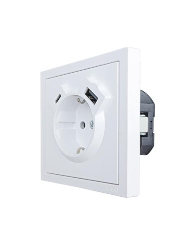 ZIMA Розетка с/з TC + USB разъем белая LEZARD | код 704-0288-181TC | LEZARD фото 2