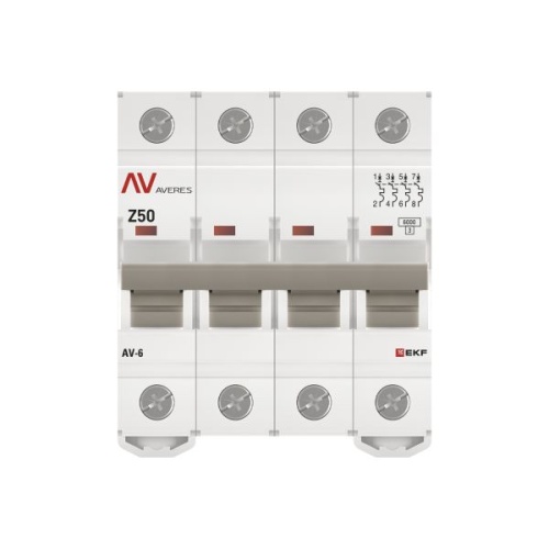 Выключатель автоматический AV-6 4P 50A (Z) 6kA EKF AVERES | код mcb6-4-50Z-av | EKF фото 5