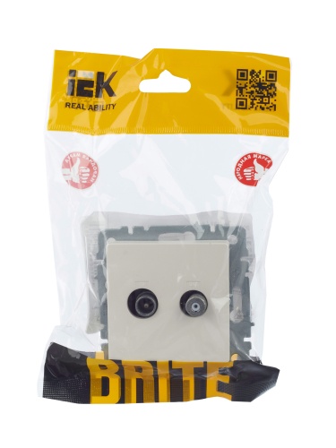 BRITE Розетка двойная TV+SAT РТВ/РСп12-БрЖ жемчуг | код BR-AF20-O-K36 | IEK фото 5