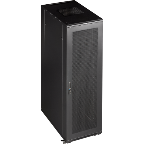 Шкаф 19 Business, 42U 600x1000, черный, передняя дв. перфорир., задняя дв. распашная перфорир. | код TWT-CBB-42U-6x10-P1 | TWT