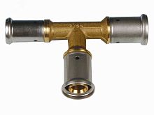 Тройник пресс 26x26х16 переходной, латунь | код 11P-262616 | Henco