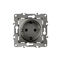 Розетка 2P+E Schuko со шторками, 16A-250В, Эра12, графит, 12-2102-12 | код Б0019323 | ЭРА