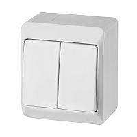 HERMES - Выключатель двухклавишный, 10A/250V, IP44, белый | код 0332-02 | Elektro-plast Nasielsk