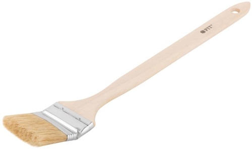 Кисть радиаторная натуральная светлая щетина деревянная ручка 2.5дюйм (63мм) FIT 01216 фото 2