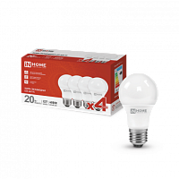 Лампа сд LED-A60-VC 4PACK 20Вт Е27 4000К 1900Лм IN HOME | код 4690612047706 | IN HOME