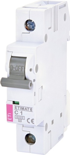 Автоматический выключатель ETIMAT 6 1p C 1A (6kA) | код 002141504 | ETI