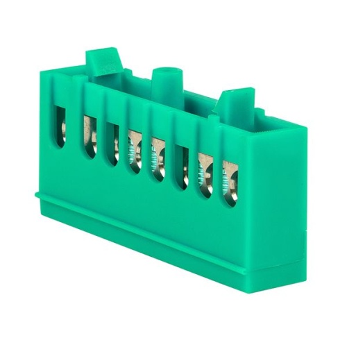 Шина "0" PE (6х9мм) 8 отверстий латунь зеленый изолированный корпус на DIN-рейку PROxima | код sn0-63-8-ig | EKF фото 2