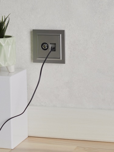 BRITE Розетка двойная TV+RJ45 кат.5E РТВ/РК12-БрС сталь | код BR-AK20-1-K46 | IEK фото 3