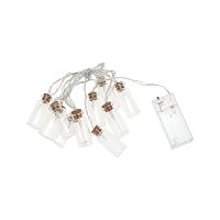 Гирлянда светодиодная баночки 1,5 м, 10 LED, прозрачный ПВХ, свечение тёплый белый, 2 х АА (батарейки не в комплекте) | код 303-096 | Neon-Night