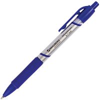 Ручка шариковая автоматическая с грипом BRAUBERG Leader, СИНЯЯ, корпус с печатью, узел 0,7 мм, линия письма 0,35 мм, 141540 | код 141540 | BRAUBERG