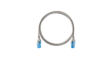Коммутационный шнур NIKOMAX Slim Line U/UTP 4 пары, Кат.6 (Класс E), 250МГц, 2хRJ45/8P8C, T568B, заливной, с защитой защелки, многожильный, BC (чистая медь), 28AWG (7х0,127мм), LSZH нг(А)-HFLTx, серый, 2м | код NMC-PC4UE55B-020-SL-C-GY | NI