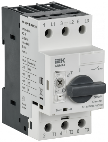 ARMAT Авт. выкл. защиты двигателя A6 GV2P 14,5-20А IEK | код AR-MPCB-A6C20 | IEK