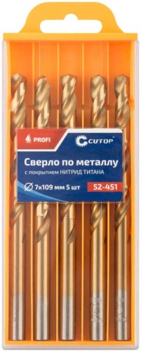 Сверло по металлу Cutop Profi с титановым покрытием, 7х109 мм (5 шт) | код 52-451 | FIT фото 3 Сверло по металлу Cutop Profi с титановым покрытием, 7х109 мм (5 шт) | код 52-451 | FIT фото 3