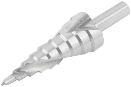 Сверло по металлу ступенчатое 4-20мм 9 ступеней спиральный профиль HSS КУРС 36366 фото 2 Сверло по металлу ступенчатое 4-20мм 9 ступеней спиральный профиль HSS КУРС 36366 фото 2